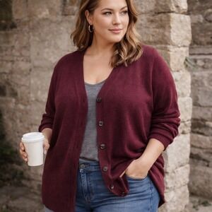 NEW Lane Bryant Burgundy Cardigan Sweater Button‎ Front V Neck Plus Size 18 20
